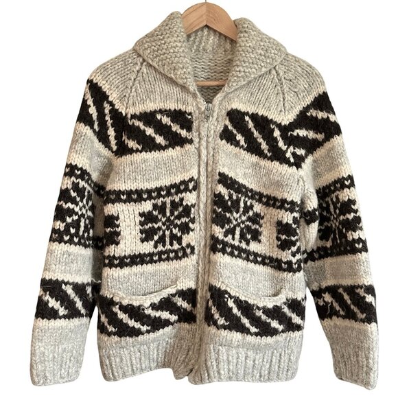 Vintage Other - Excellent Vintage Hand Knit Wool Cowichan Cardigan Sweater Womens M Mens S